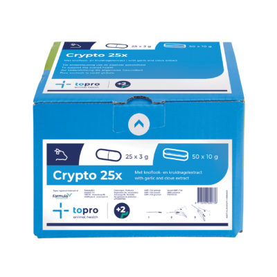 De Topro Crypto bolus verhoogd het weerstandsniveau van het kalf in de eerste levensweken. Crypto bolus ter voorkoming van cryptosporidiose.