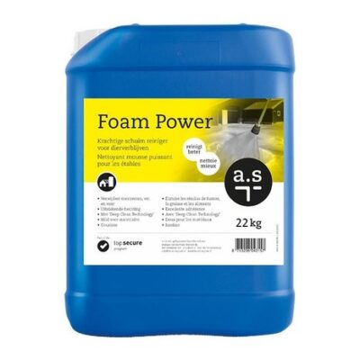 A.s Foam Power is een krachtige, geurloze en alkalische schuimreiniger. Deze schuimreiniger is zeer geschikt het reinigen van stallen en kalverboxen.